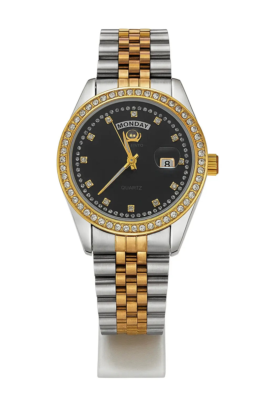 Jivto Royal Classic – Black & Gold Day-Date Watch
