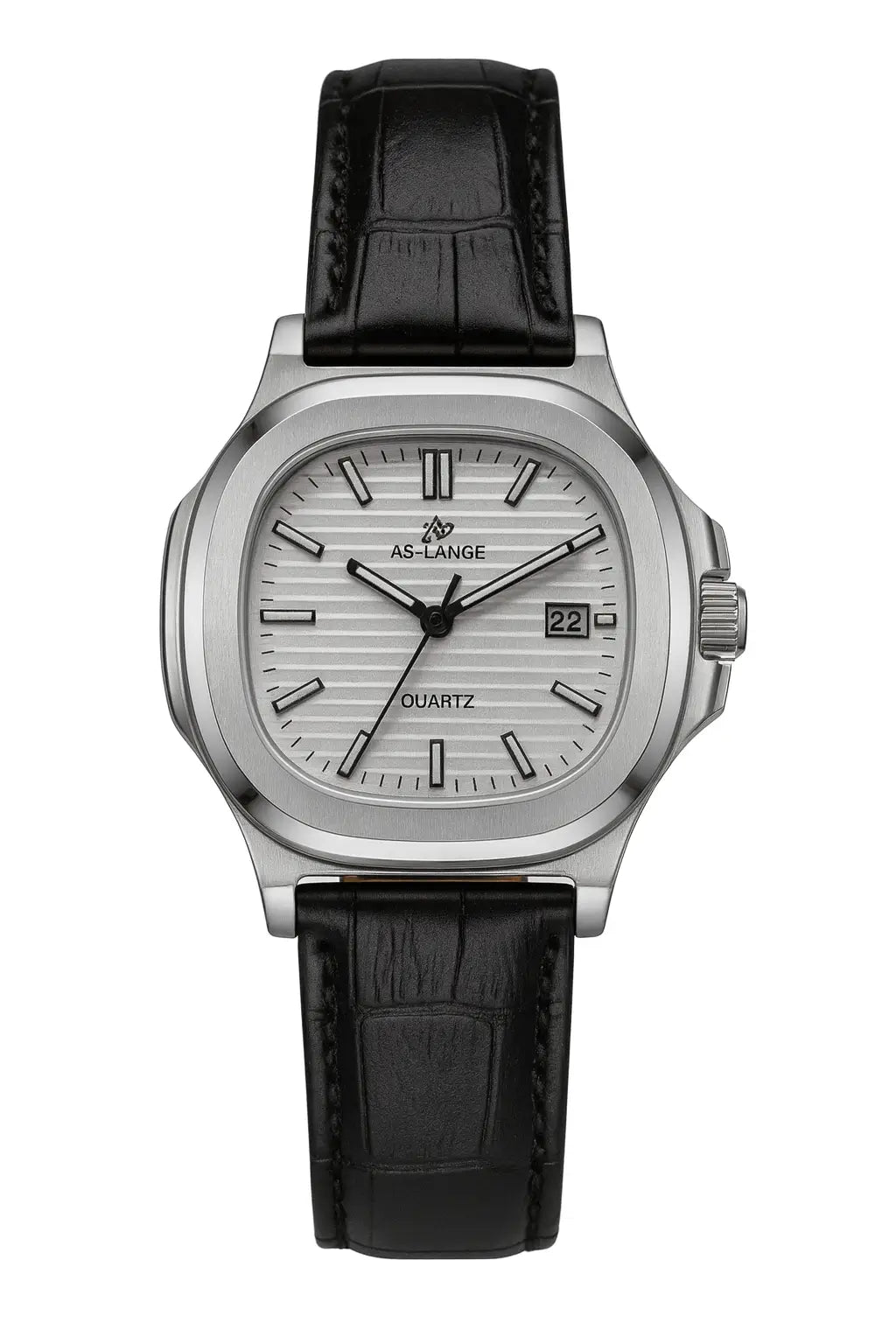 AS-Lange Classic Silver – Leather Strap Quartz Watch